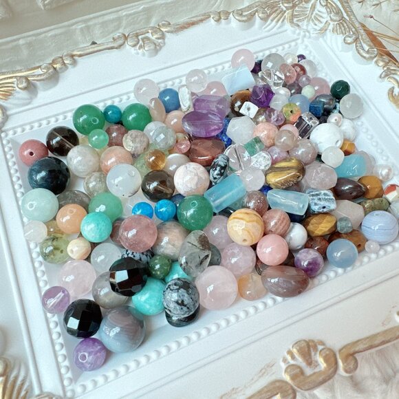 200+ Pieces Mixed 4~12mm Semi-Precious Stones Assorted Loose Beads Mix - Picture 10 of 11